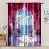 2pc,  Curtain Depicts a Waterfront Arch Surrounded by Flowers Versatile Polyester,Without Electricity Birthday Party Suitable