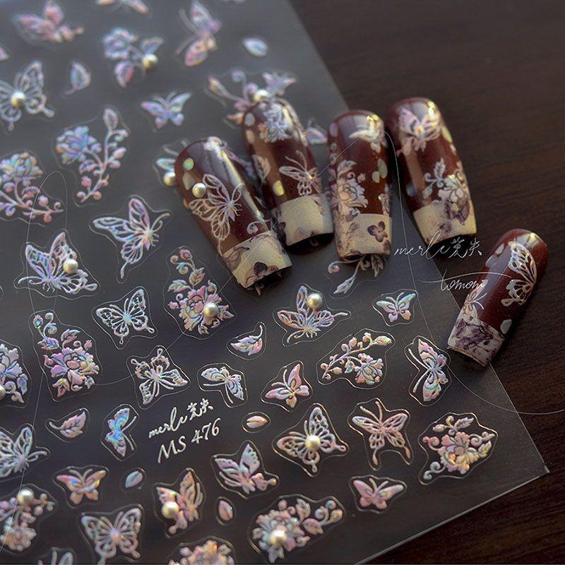 

Bright Crystal Crane Butterfly Flower Bird Nail Art Sticker Tomoni Embossed Adhesive Japanese Style 5D Nail Sticker Nail Ornament Butterfly Flower 476
