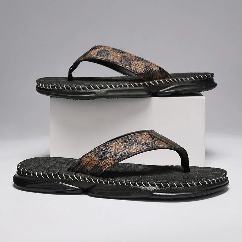 Men's Shoes 2024 Men's Summer Sandals Brand Slippers Luxury Living Room Slippers for Man Genuine Mens Slipper Flip Flops Man