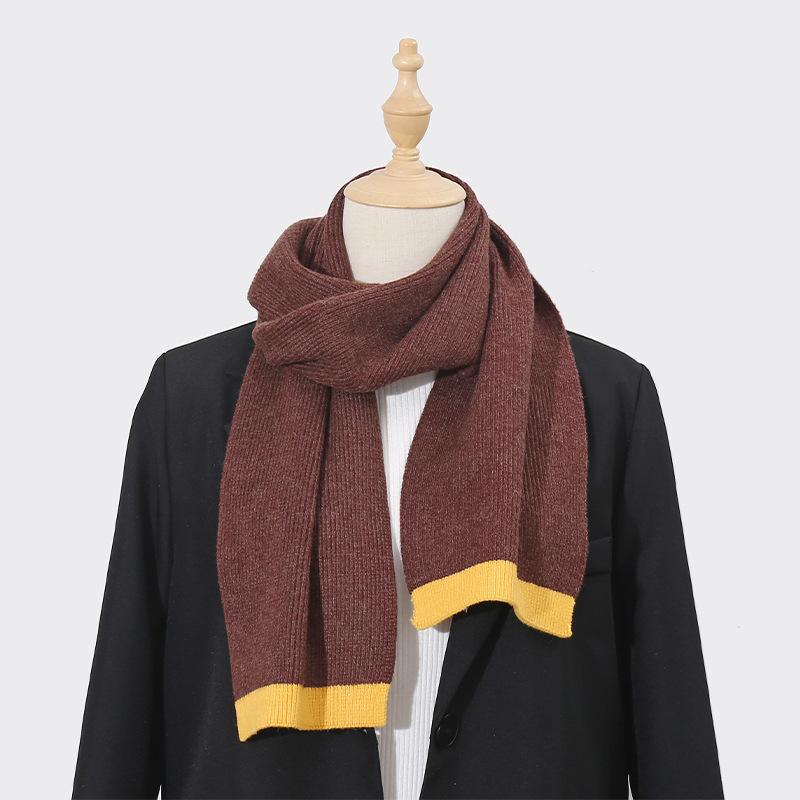 New Style Knitted Wool Long Scarf for Women Solid Color Border Thickened Versatile Winter Warm Neck Scarf