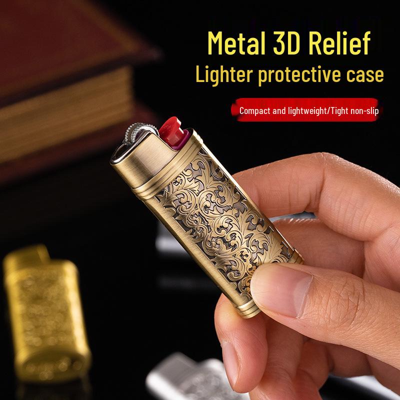 **J5 Bic Retro Mini Metal Lighter Set - Creative Fireworks Shell Design**