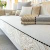 Chenille Splicing Pattern Edges Sofa Cover Solid Color Thicken Sofa Towel Anti-slip Couch Cushion for Living Room Four Seasons