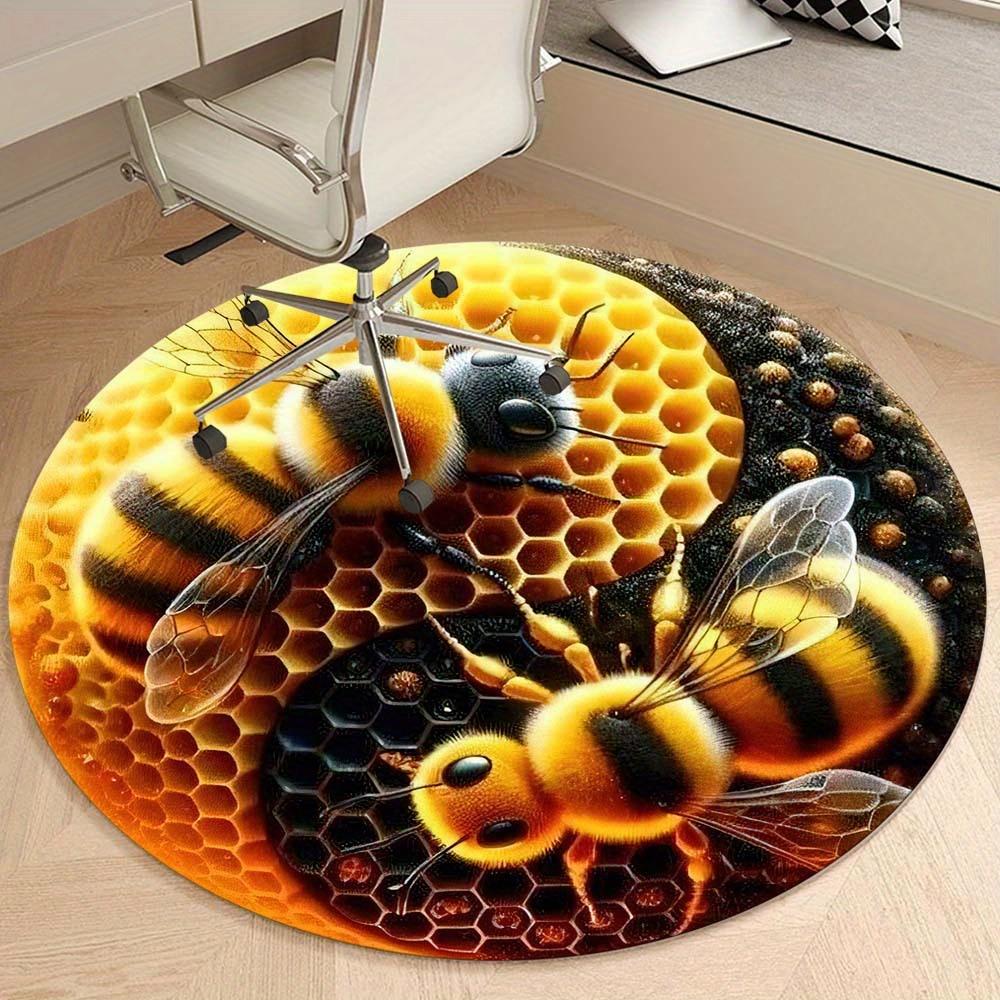 Bee Round Rug Suitable For Office Reception Decorative Carpet Office Chair Protection Carpet And Also Suitable For Gifts To Relatives And Friends