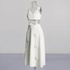 2025 French Retro Summer Floral Spliced High-Waist Midi Skirt and Sling Top Set