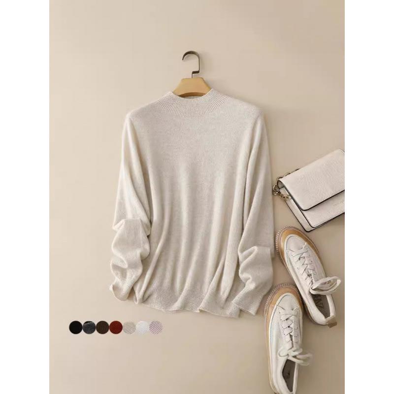Baby Cashmere Seamless Slim Fit Half-High Neck Sweater