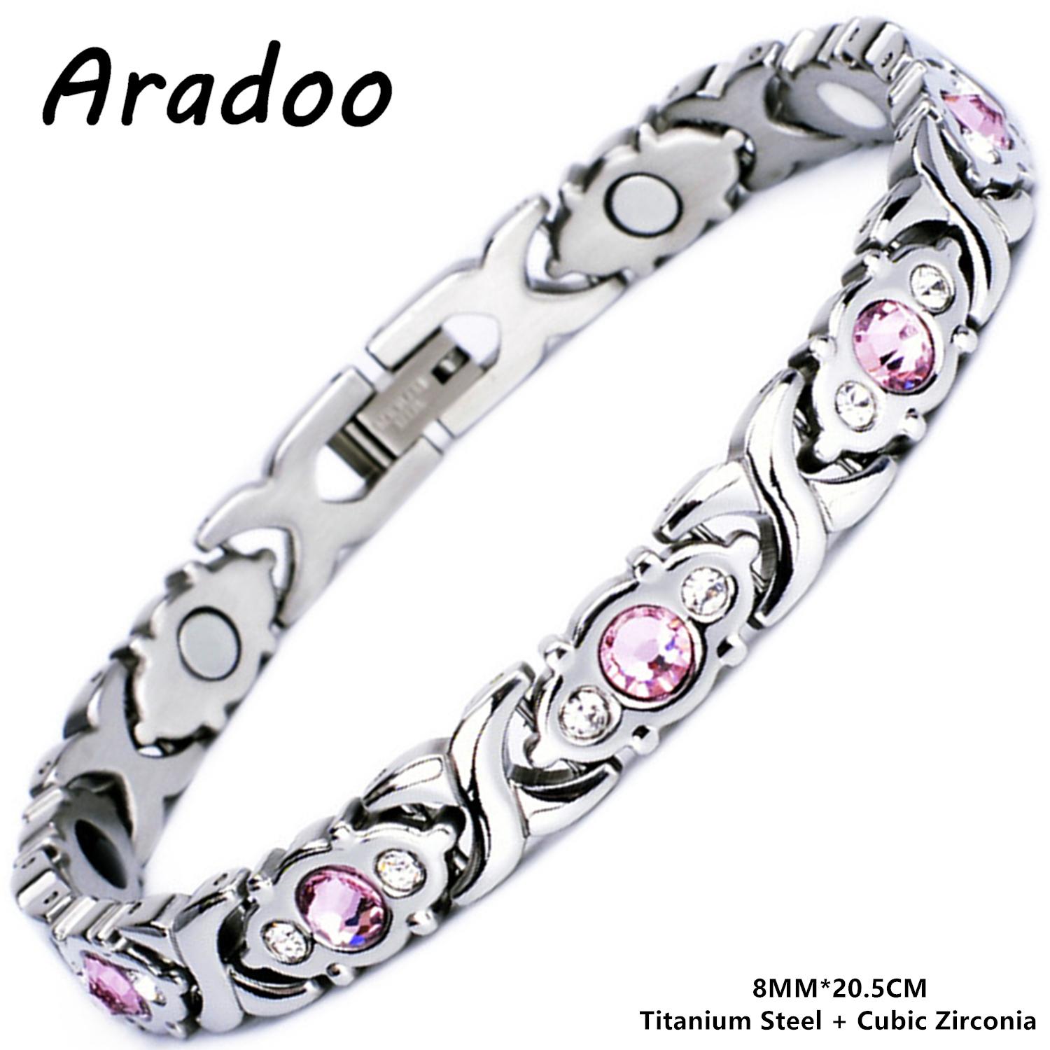 Titanium Steel Bracelets for Women Classic Stainless Steel Crystal Zirconia Link Bracelet Jewelry Gifts 20.5cm