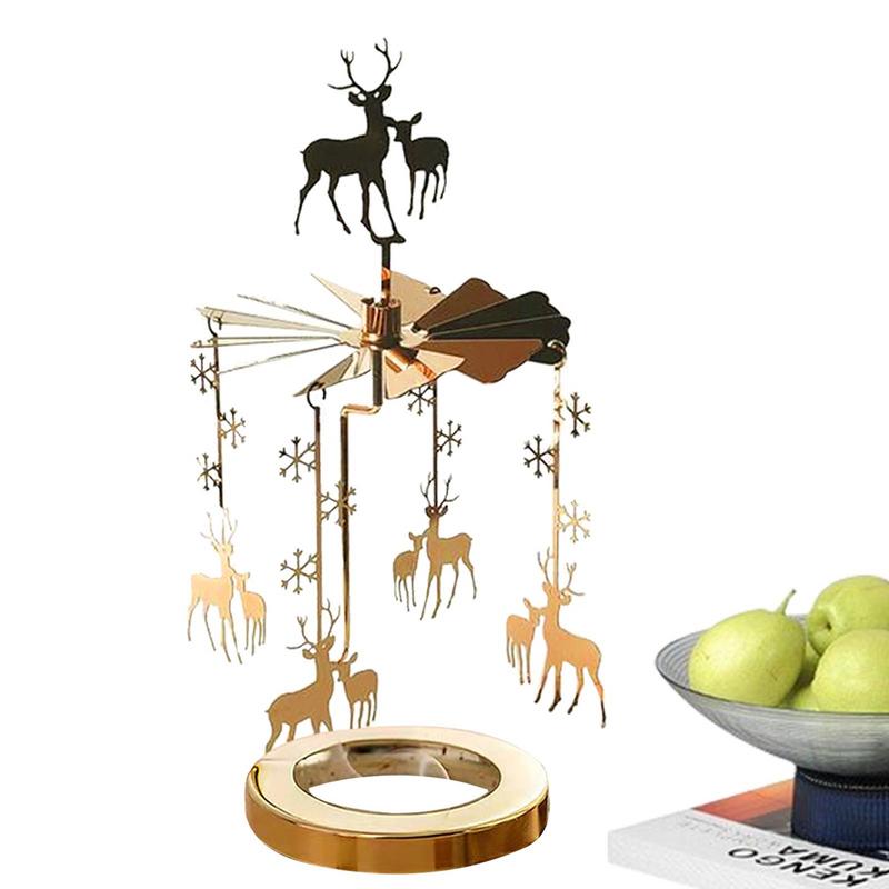 Rotary Carousel Tea Light Candle Holder Revolving Lantern Romantic Candlelight Dinner Ornaments For Girls As Gifts Banquet Decor