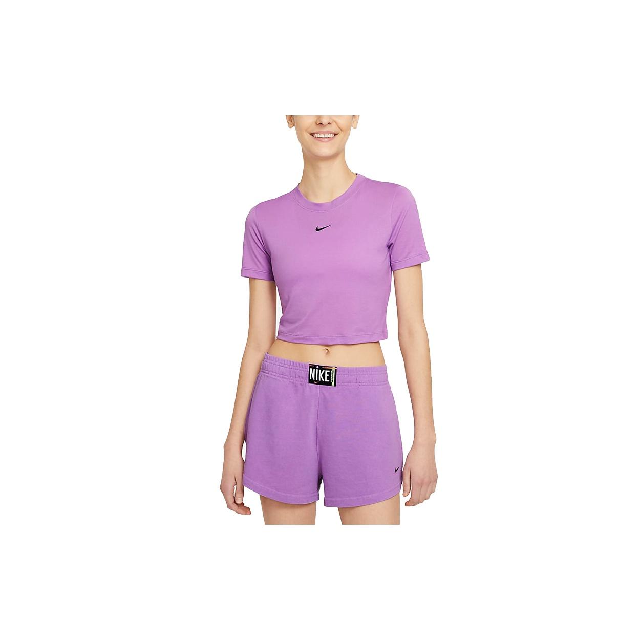 (WMNS) Nike Sportswear Essential Sports Training Round Neck Short Sleeve Purple Women s DD1329-591 L