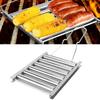 Hot Dog Roller Portable 5 Hot Dog Capacity Stainless Steel Sau Grill Roller with Handle for Outdoor BBQ Camping