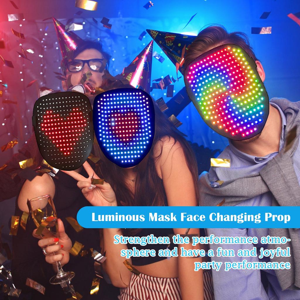 LED Mask Gesture Glowing Mask Face Changing Sensing Party Performance Atmosphere Props