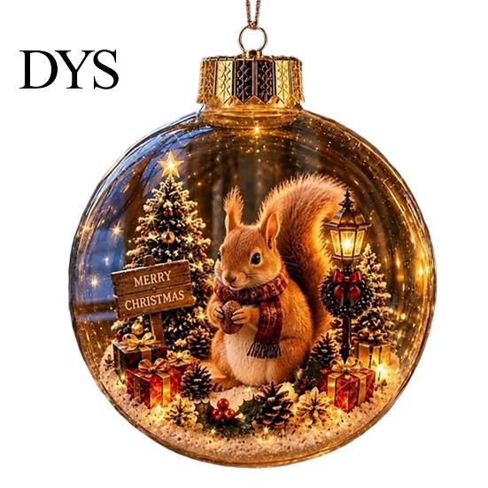 Window Wall Fireplace Decor Glowing Christmas Story Ornament, Mini Holiday Scene in Ball, Light Up Office Party Ornaments Clear Plastic Ball Xmas Tree