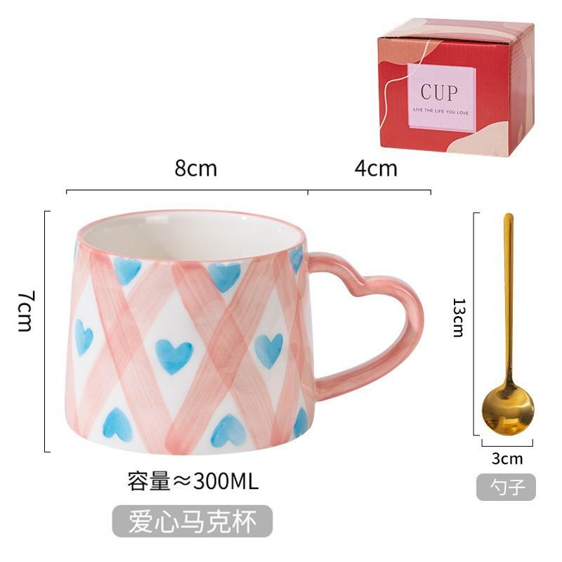 

Ceramic Coffee Mug For Women With a spoon Creative Tea Milk Cup For Birthday Christmas New Year Gifts 300ML 300ml рожевий
