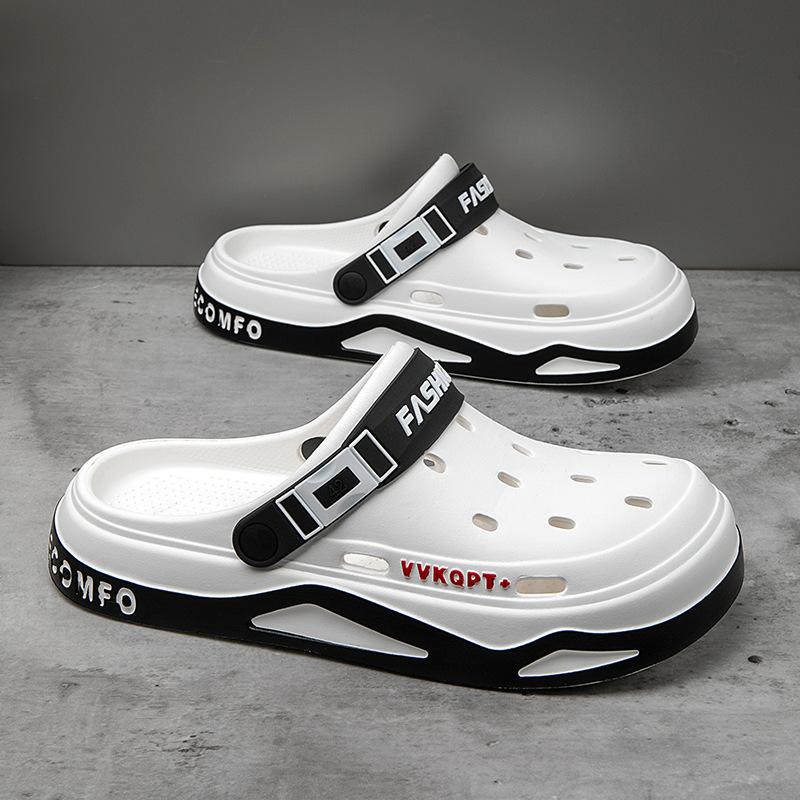 New hole shoes men's summer outer wear male student bag head cool slippers anti-skid beach shoes