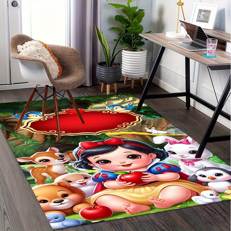Office Carpet, Under Chair Rug, Gift for, Home Decor, Snow White and Friends Forest Scene, Soft Plush Mat for Playroom, , and Living