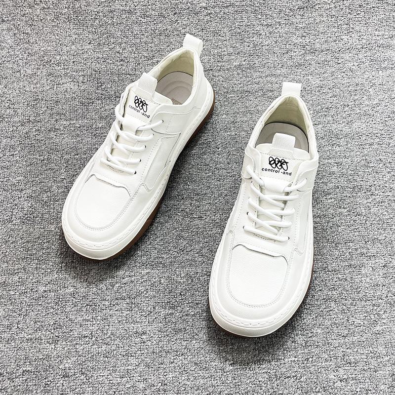 European Station Little White Shoes Men's Casual Sneakers Leather Versatile Trend German Training Shoes Fashion Handsome Trendy Men's Board Shoes