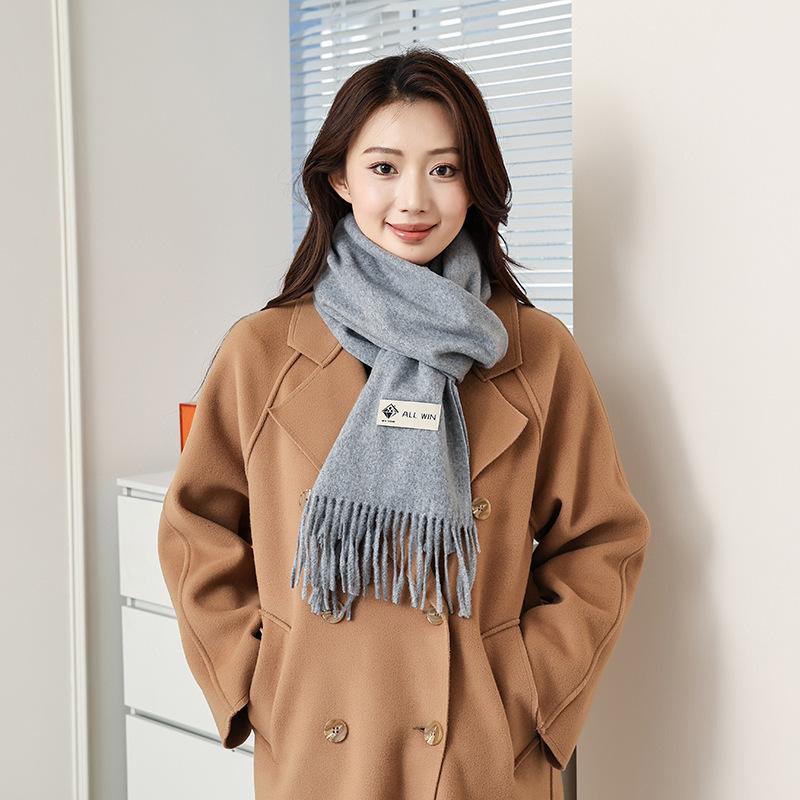 Winter wool simple and versatile scarf solid color women's autumn and winter warm fashion temperament wool shawl