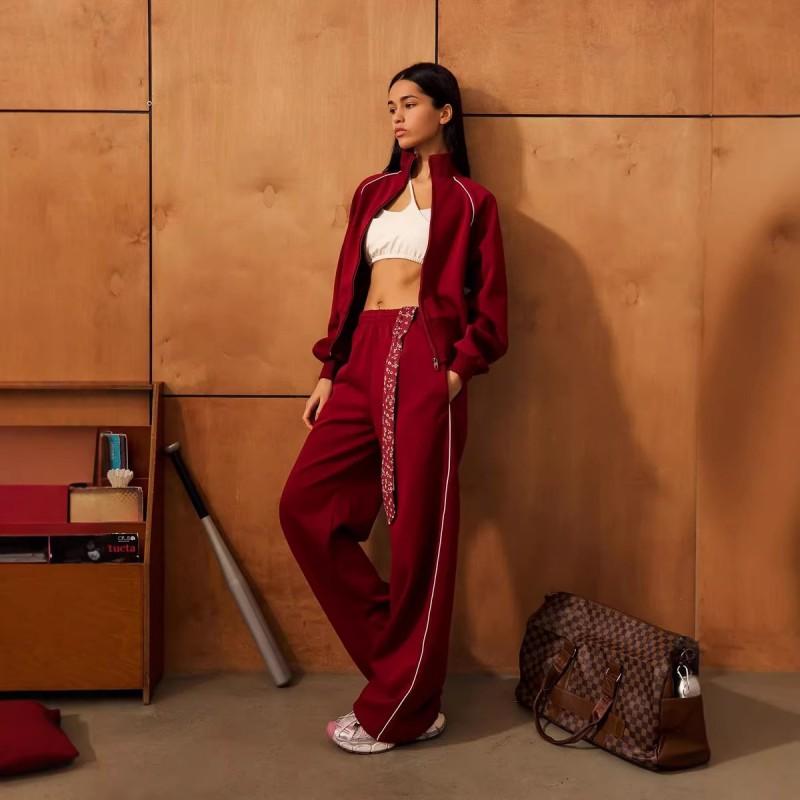 Womens Casual Commute Outfit Long Sleeve Zip Cardigan Loose Pants Set