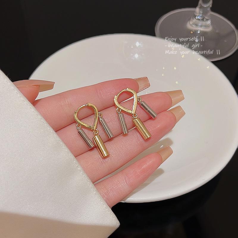 Sterling Silver Geometric Bar Earrings - Elegant, Versatile, Celebrity Style