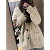 Korean wear lazy stand-up neck sweater jacket women's autumn and winter new high-end loose soft waxy knitted open top