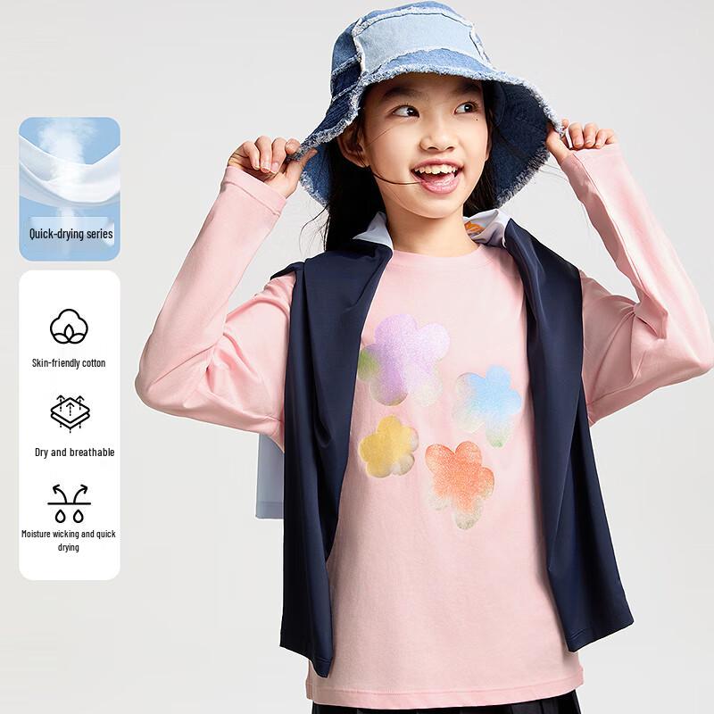Annil Girls  Round Neck Long Sleeve Pure Cotton T-shirt 160