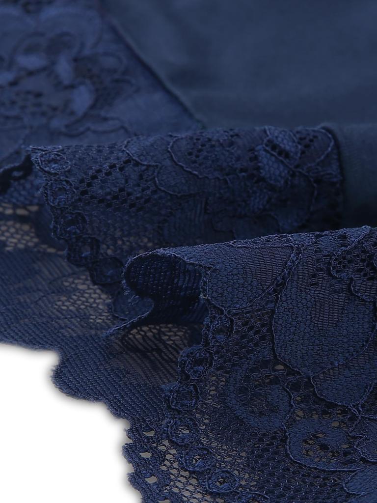 Lace Soft Cotton Short Sleeve Pajama Navy Size L [cheibear] Women's Nightshirt, Sleepshirt, Loungewear, Nightgown, Blue,