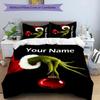 3pcs Crunch Christmas2 Cover Set - Personalized Name, HD Printed Bedding with 1 Cover and 2 Pillowcases - Perfect for Home Decor, Easy Care