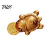Chinese Culture Collectible Golden Turtle Feng Shui Ornament with Faux Leather Sleeve, Handmade Prosperity Wealth Talisman for Luck And Prosperity,