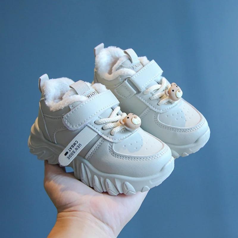 Winter Kid Casual Sneakers Boy Girl Running Sports Shoes Slip Resistant Toddler Baby Warm Cotton Shoes Fashion Children Footwear