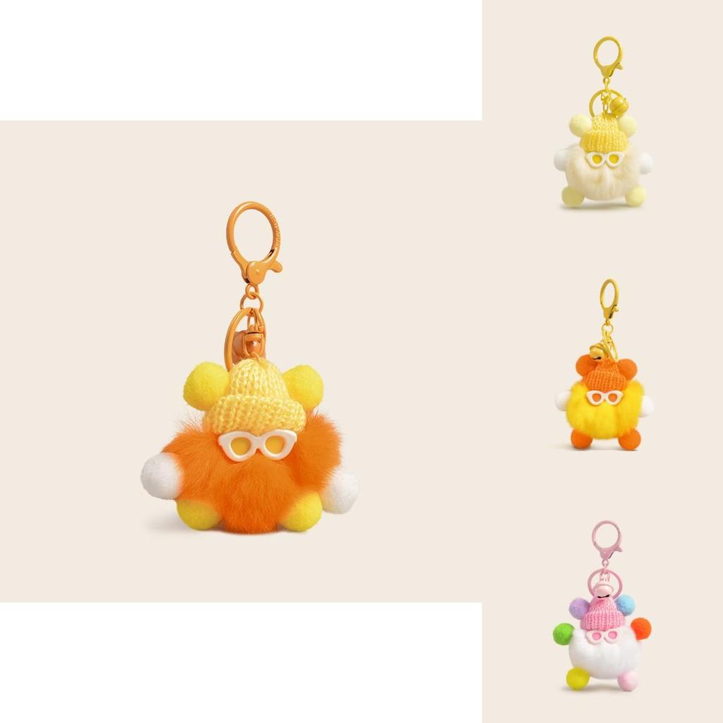 Charming Plush Rabbit Fur Keychain Pendant In Multiple Colorful Cartoon Styles