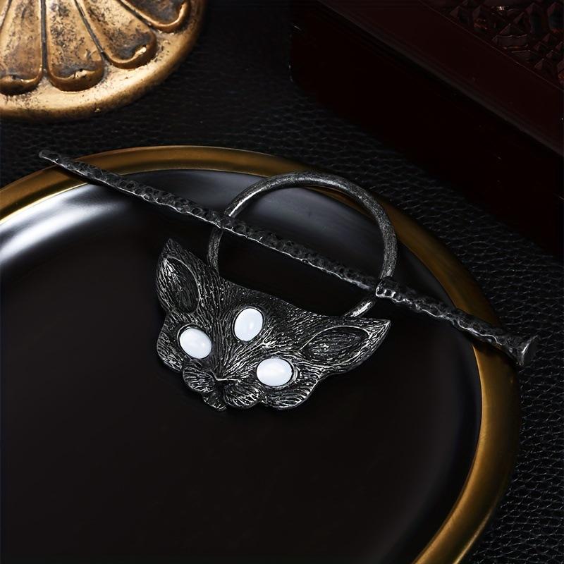 Готическая ретро заколка Кот Март Лунный камень Женские скандинавские викинги Персонализированные аксессуары для волос