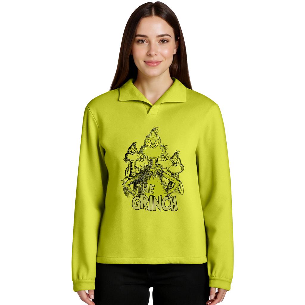 Women's Stand-up Collar Long-sleeved Pullover Top, Christmas Print Sports Top