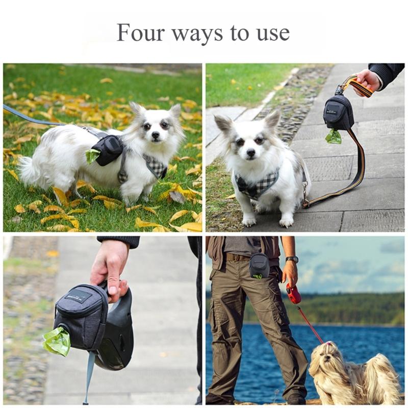 Oxford Fabric Pet Waste Bag Dispenser With Treat Pocket For Dog Convenient Clip On Design Outdoor Walking Essential