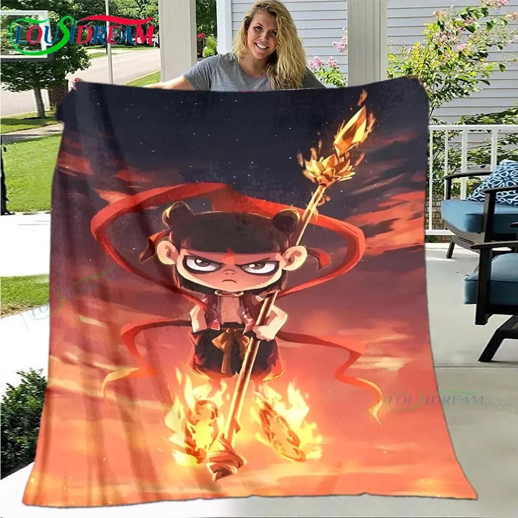 Famous Film Role Nezha Printed Soft Blanket Living Room Bedroom Sofa Bed Blanket Gift Portable Picnic Blanket Luxury Gift