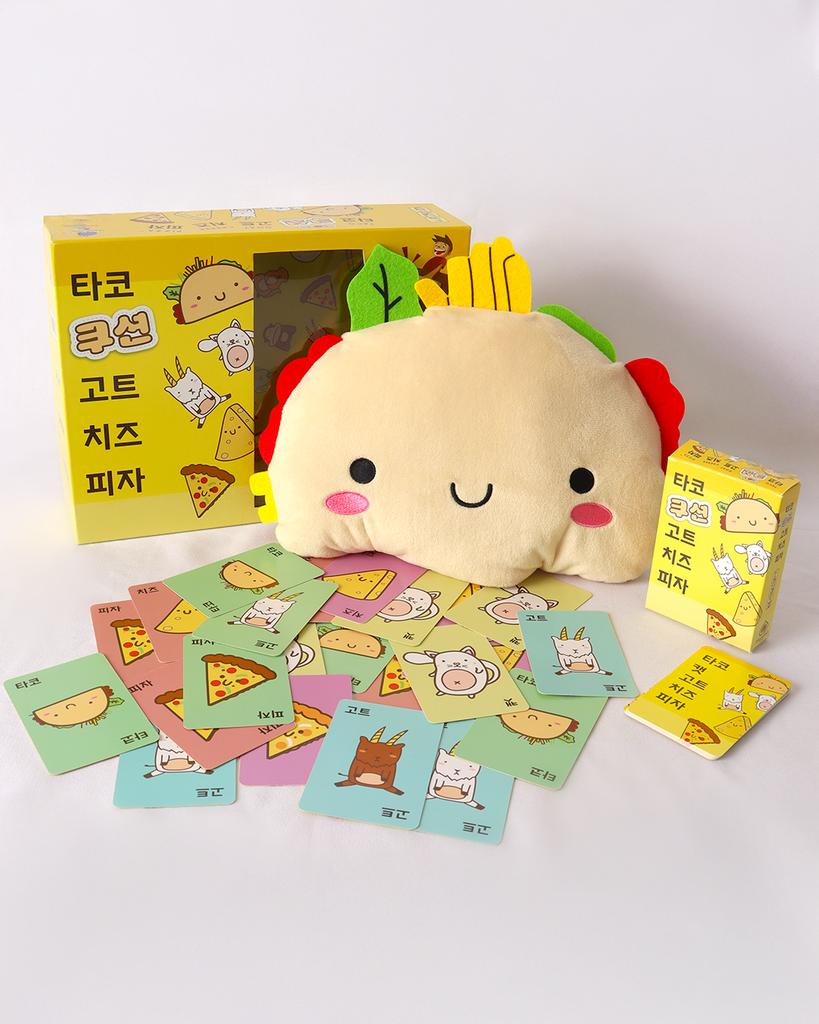 Taco Cat Goat Cheese Pizza Board Game & Taco Cat Plush Cushion