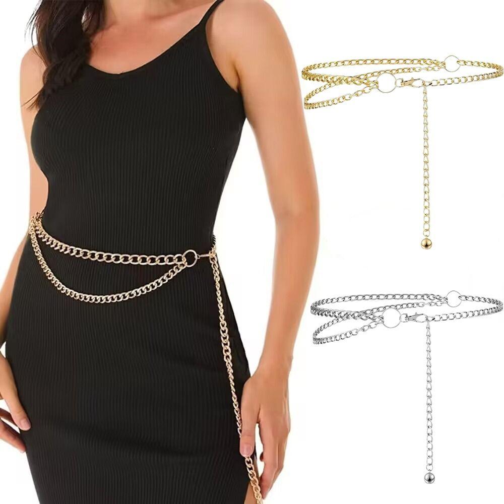 Adjustable Body Link Belts Multilayer Decorative Belt Waistband Waist Chain Belt for Jeans Dress