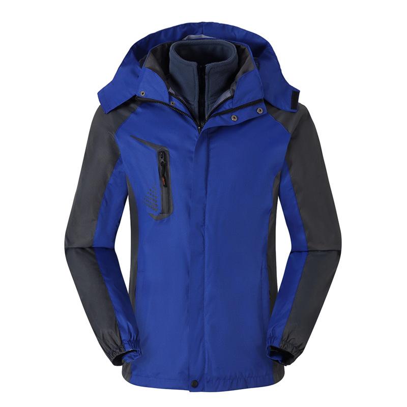 Spring, Autumn and Winter Men's Three-in-one Two-piece Jacket Outdoor Sports Detachable Hooded Trendy Padded Clothes