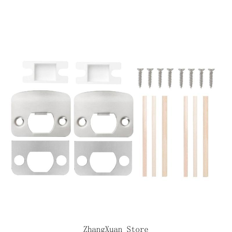 

Upgrades Door Latches Restorer set Stainless Steel Strikes Plate with Spacer Shims Simple Installation for Secure Locking 3XUF CN