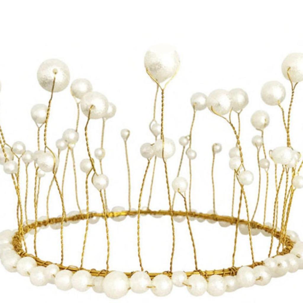 Mother's Day Pearl Crown Seaweed Tassel Cake Decoration for Girls' Birthdays