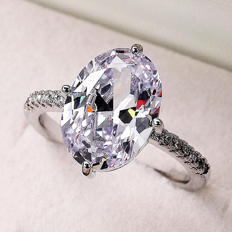 New Luxury Oval Cubic Zircon Wedding Engagement Rings for Women Simple High Quality Silver Color / Gold Color Classic Jewelry