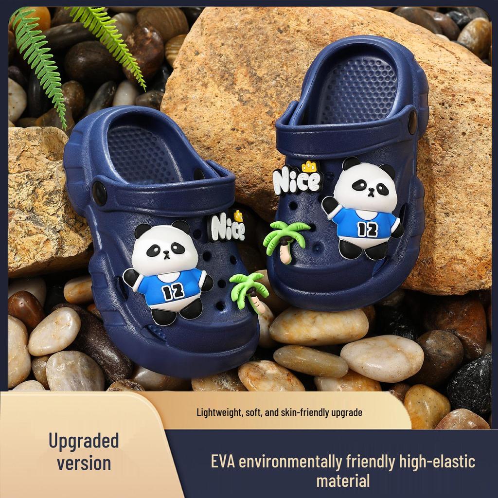 2026 New Summer Cartoon Panda Kids' Non-slip Crocs for Outdoor & Indoor Use