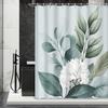 1 pièce Rideau de douche Vert Feuillage Eucalyptus Blanc Floral, Rideau de douche Imprimé Avec Crochets, Tissu Polyester, Lavable en Machine