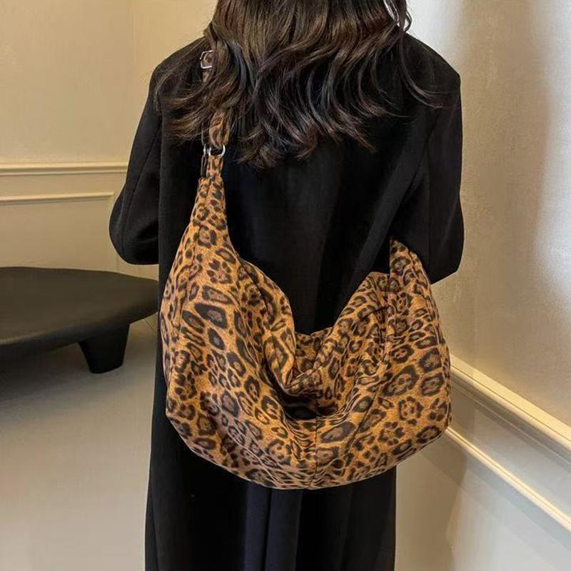 Yogodlns Large Leopard Shoulder Bags Women Fashion Big Packages Lazy Style Hobo Bags Autumn And Winter Leisure Or Travel Bags