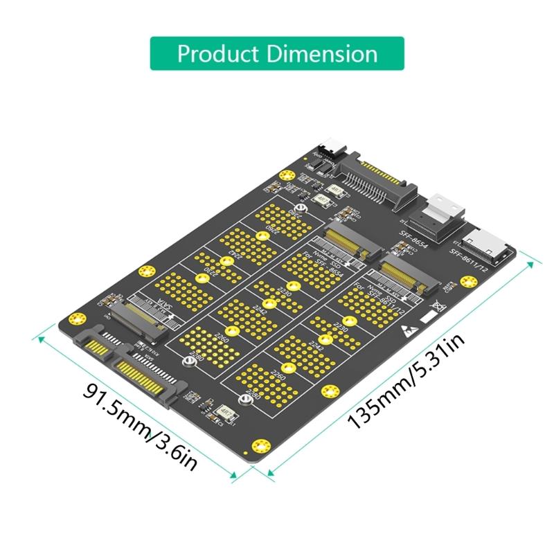 3 in 1 Solid Disk to SFF-8611/8612 SFF-8654 Converter Board Multiple Function for PC Connection Efficient Adapter