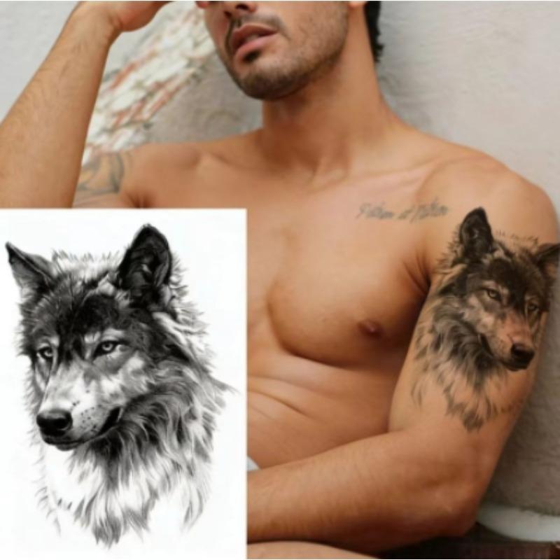 Waterproof  Men'S Temporary Tattoos Tiger Lion Wolf Fake Tattoo For Women Men Arm Legs Sleeve Body Makeup Sticker