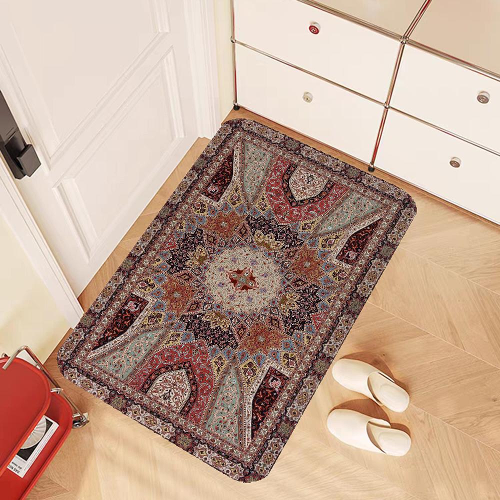 Vintage Persian  Floor Mat Bathroom Mat Kids Room Bedroom Decoration Balcony Anti-Slip Doormat Living Room Bedside Area Rugs
