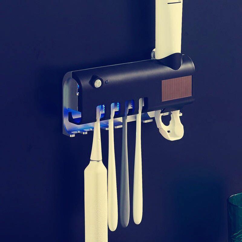 Solar Energy UV Toothbrush Holder Double Layer Punch-free Sterilizer Automatic Toothpaste Dispenser for Bathroom Accessories
