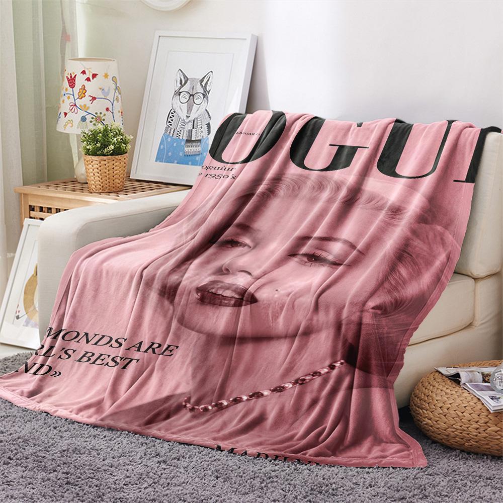 1PC Marilyn Monroe Print FlAannel Blanket, High quality Comfortable for All Seasons, Home Decor, Warmth and Comfort