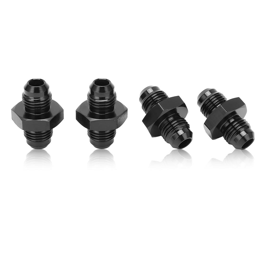 4PCS AN6 To AN6 Male Fitting Fuel Line Adapter Straight Aluminum Black Anodized for Flare Union