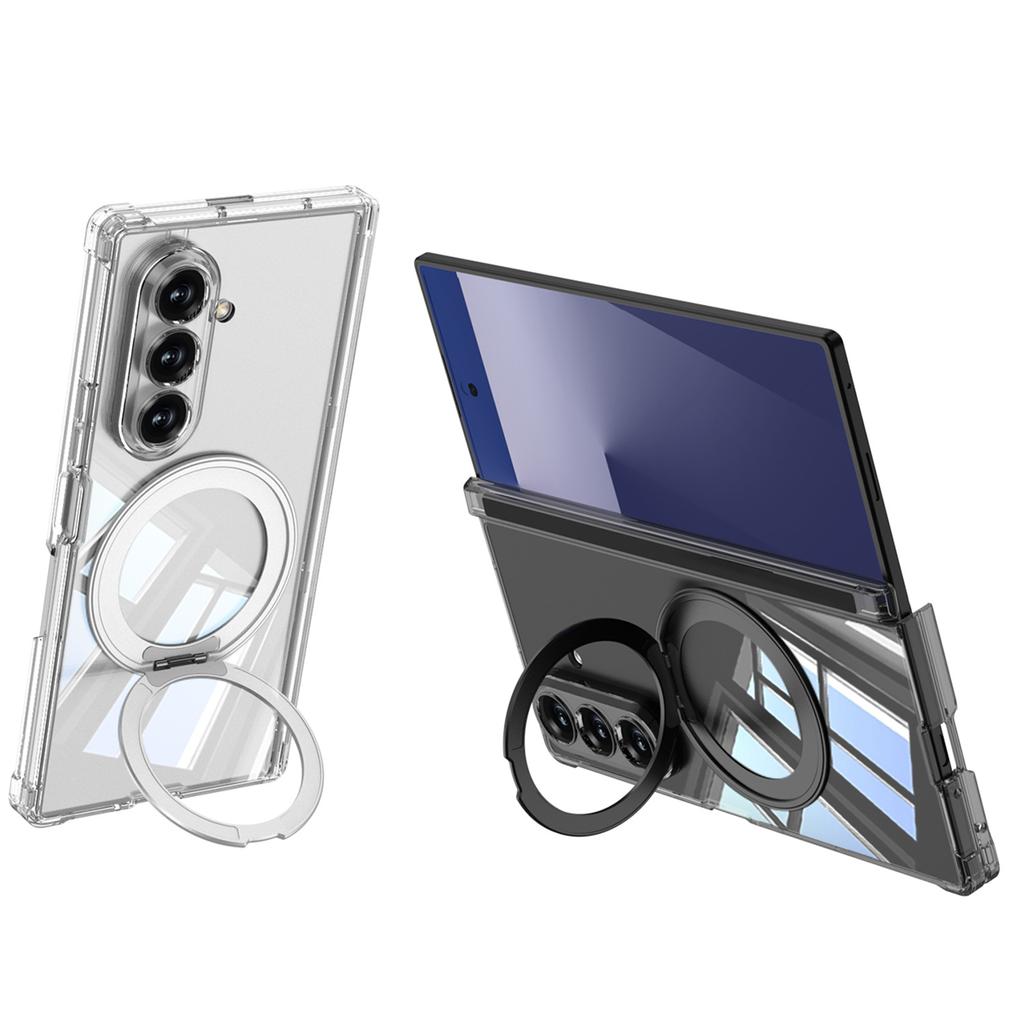 Samsung ZFlip7 Mobile Phone Case TPU Internal Anti Fall with Magnetic Suction Hinge Fold7 Rotary Bracket Mobile Phone Case