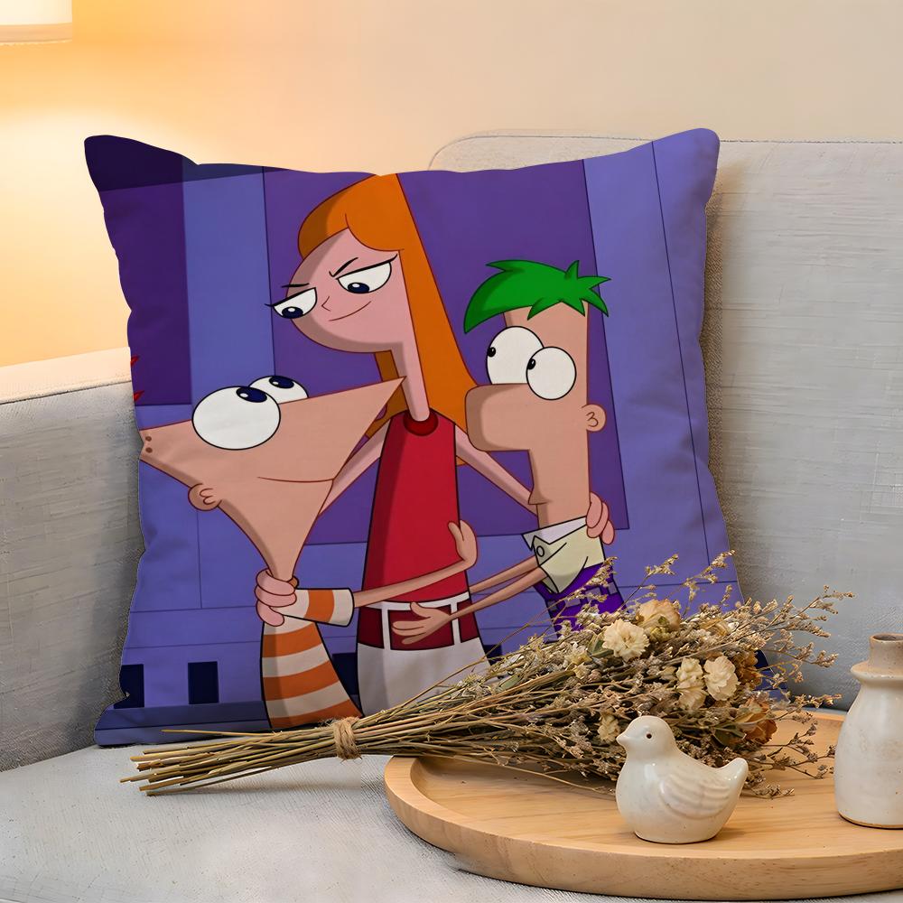 

Cushion Cover Linen SkinFriendly Soft Decorative Case For Sofa Home Decor Phineas And Ferb Anime Pillow cover 30x30cm